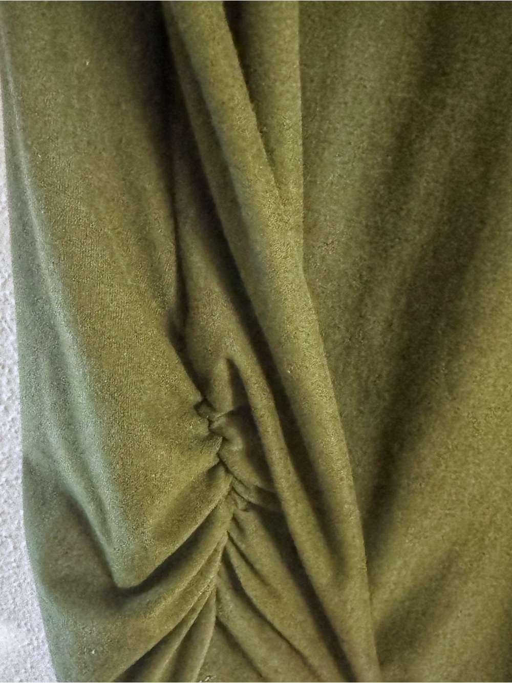 Olive Green Lace Back Blouse XL 3/4 Sleeve Ruched Casual Boho Top - Picture 4 of 5